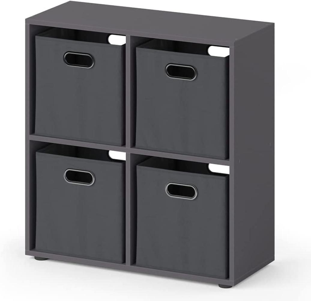 Vicco Raumteiler Standregal Bücherregal 4 Fächer Tetra Grau Hochregal Faltbox Bild 1