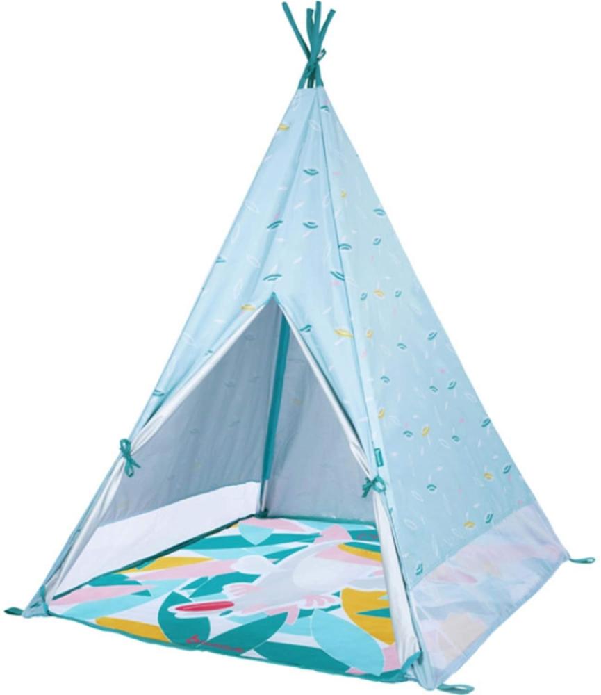 Badabulle B038000 Tipi Jungle Spielzelt & Indianerzelt mit UV-Schutz, Indoor/Outdoor nutzbar, 120 x 100 x 100 cm, blau Bild 1