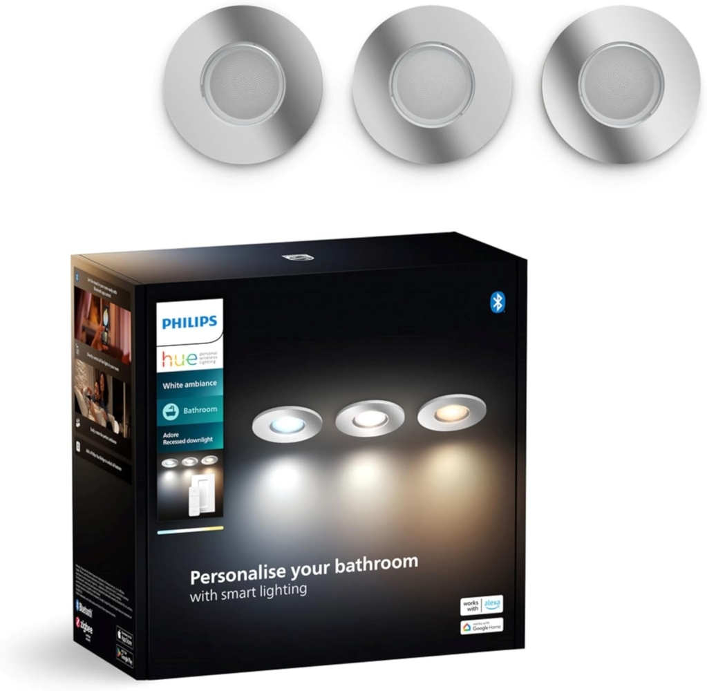 Philips Hue White Amb. Adore Einbausp rund silber 3x350lm DS Bild 1