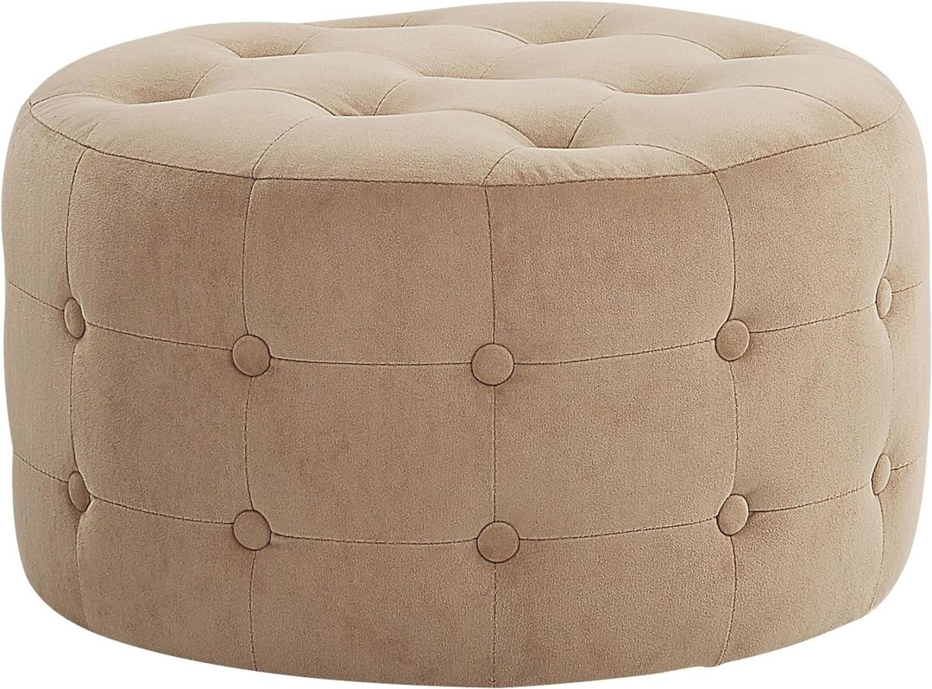 Beliani 'TAMPA' Pouf, Samtstoff Beige, 55 x 55 x 30 cm Bild 1