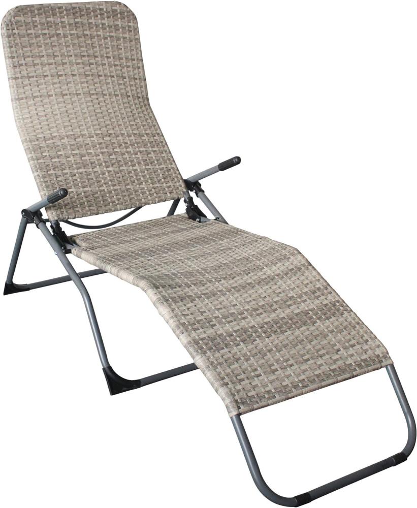 Pure Home & Garden Gartenliege Polyrattan Saunaliege Wave silber Sonnenliege Bäderliege klappbar, hochwertiges Polyrattan wetterfest Bild 1