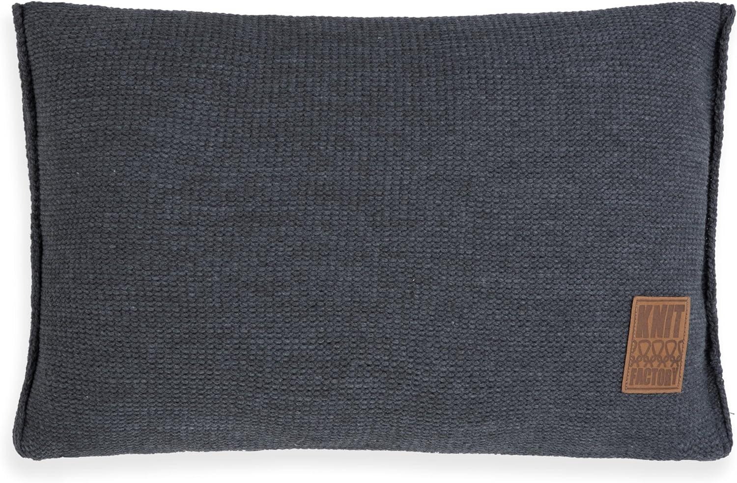 Knit Factory Uni Kissen 60x40 cm Glatt Anthrazit Bild 1