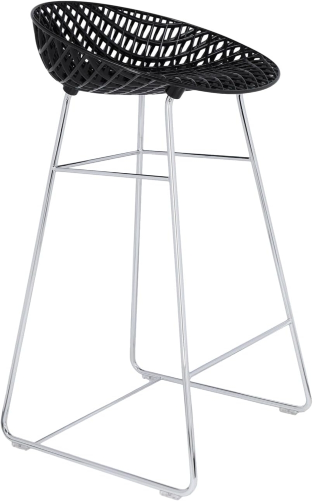 Kartell Smatrik Stool, Barhocker, Schwarz mit Chromstruktur Bild 1