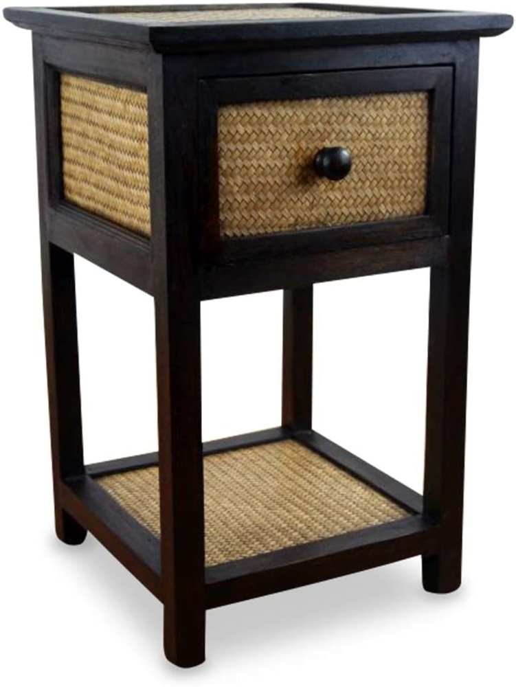 livasia Nachtschrank Rattan Nachttisch 35x35x55cm – Handgefertigt mit Schublade Bild 1