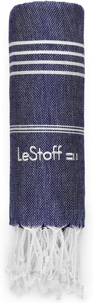 LeStoff Hamamtuch XXL Strandtuch Badetuch Saunatuch Liegetuch Überwurf Deko Decke Spa Wellness Sport Yoga Reisen 100% Bio-Baumwolle Nachhaltig natürlich weich vorgewaschen (200 x 200 cm Navy) Bild 1