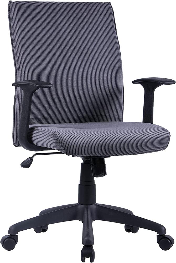 byLIVING Chefsessel ROCKET / Kunststoff schwarz / Bezug Cord-Stoff dunkelgrau / Wippmechanik / Sicherheitsklemmschutz / Sicherheitsrollen / B 56, H 92,5-100,5,T 61,5 cm Bild 1