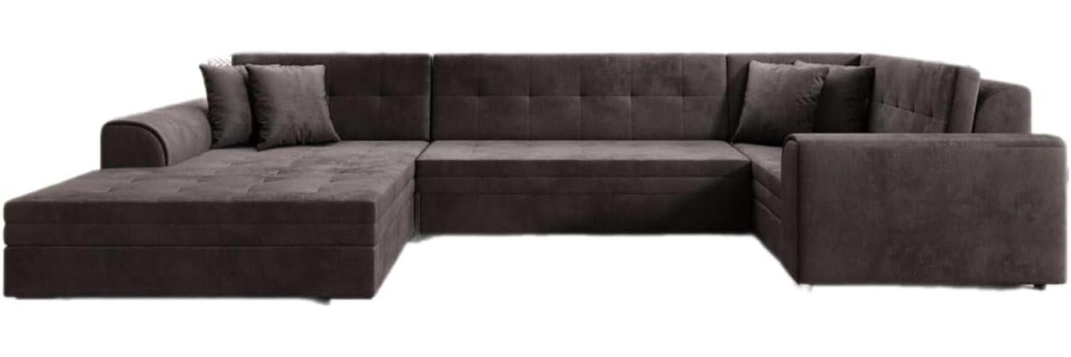 Designer Sofa Velio mit Schlaffunktion Samt Dunkelbraun Links Bild 1