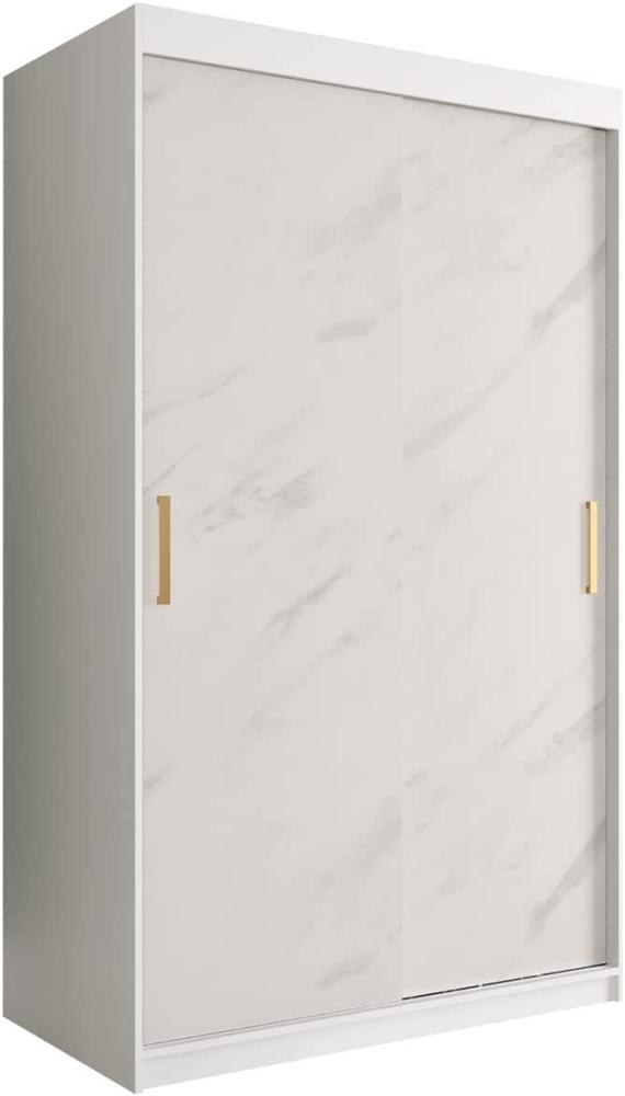 Kleiderschrank Kamoga T 120 (Weiß / Marmor Weiß + Gold, mit Schubladen) Bild 1