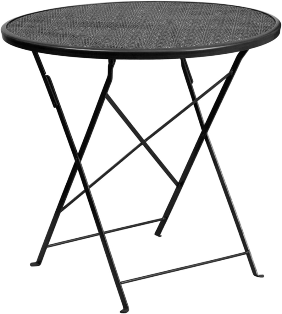 Flash Furniture Oia Klappbarer Terrassentisch aus Stahl, für drinnen und draußen, 76,2 cm, Schwarz Bild 1