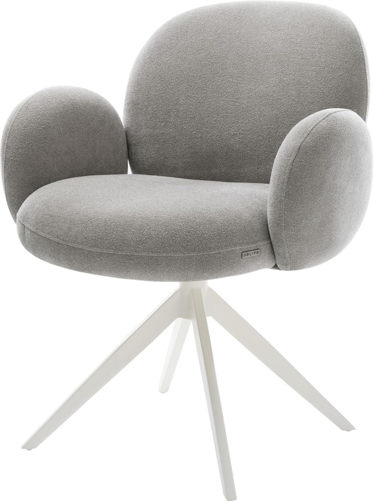 Drehstuhl Nube-Flex mit Armlehnen Strukturstoff Soft Grau Kreuzgestell breit Weiß 360° drehbar Wippfunktion Taschenfederkern Bild 1