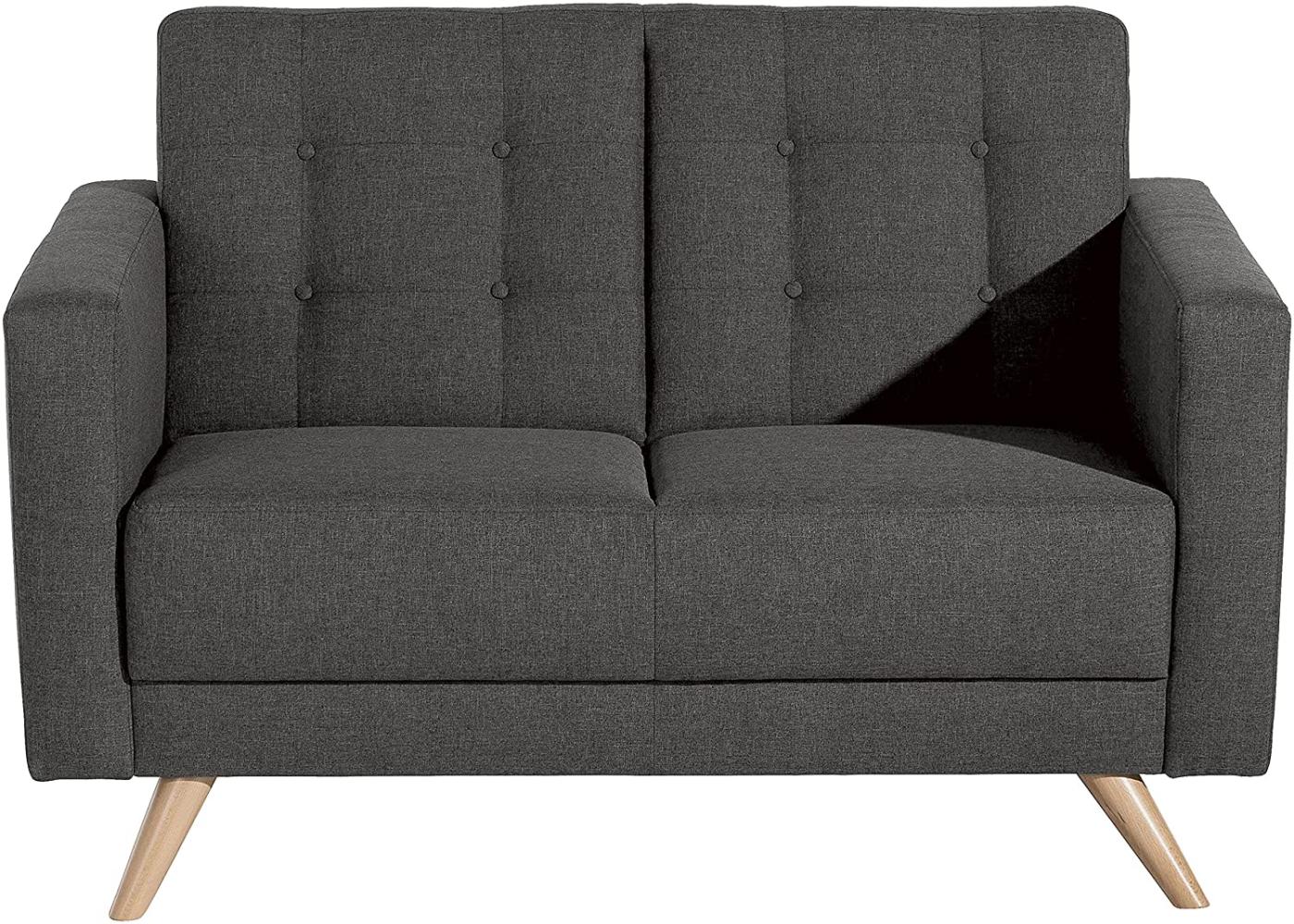 Julian Sofa 2-Sitzer Flachgewebe Anthrazit Buche Natur Bild 1