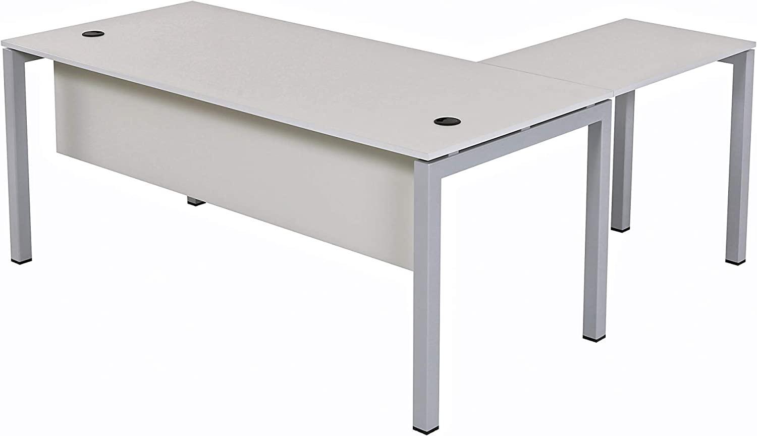 Furni24 Schreibtisch Tetra 160 cm grau Winkelschreibtisch Homeoffice Seminartisch Anbautisch rechts o. Links montierbar Bild 1