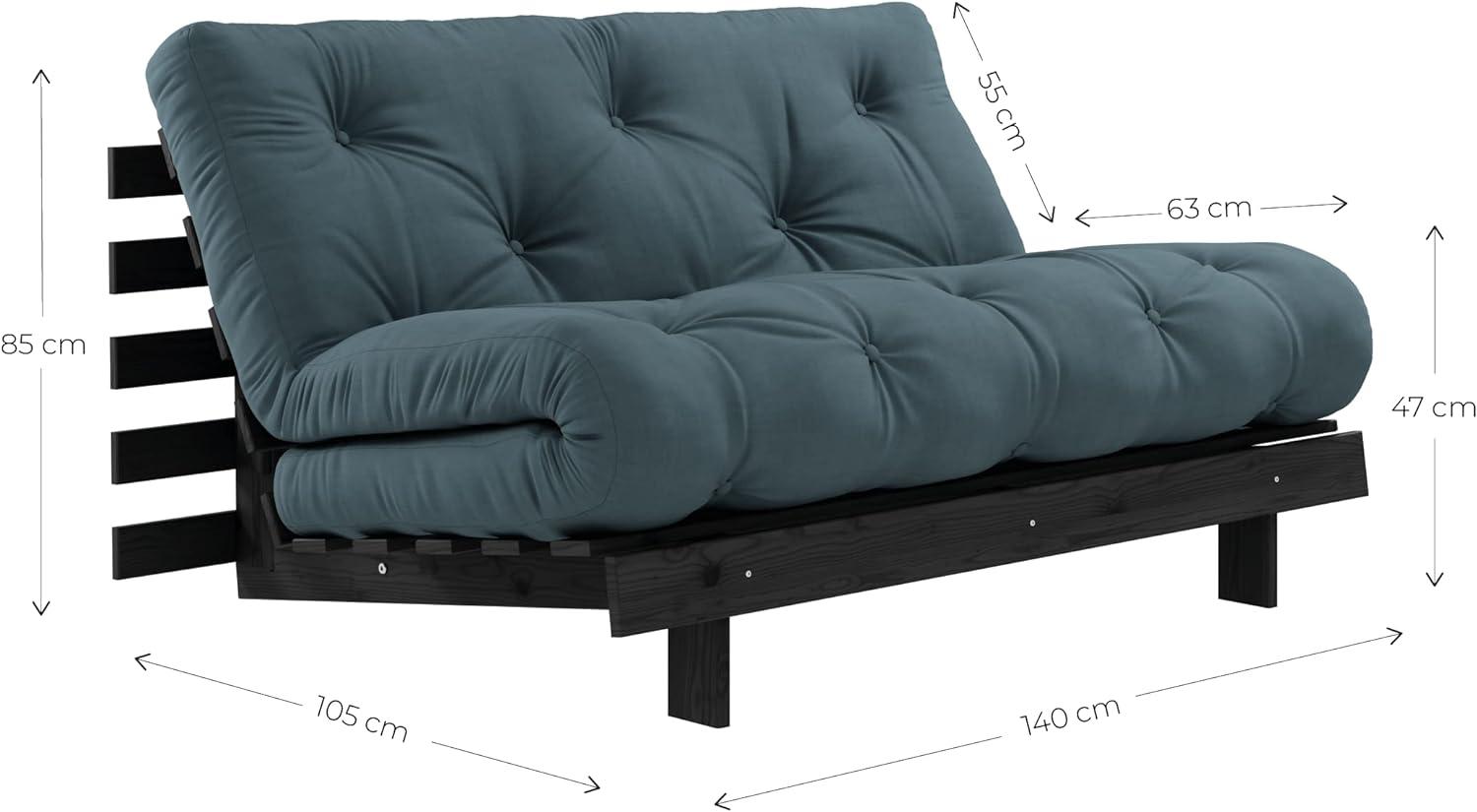 KARUP DESIGN ROOTS Futonsofa Gestell Unbehandelt Matratze Petrol Blau Bild 1