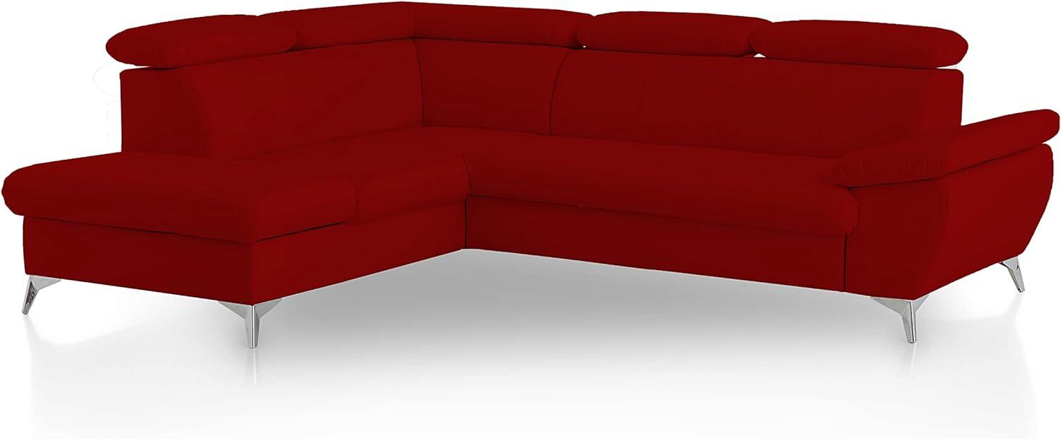 Mivano Eckcouch Gisele / Ecksofa mit Schlaffunktion, Stauraum, Armteilfunktion und Kopfteilverstellung / 256 x 83 x 209 / Kunstleder, Rot Bild 1