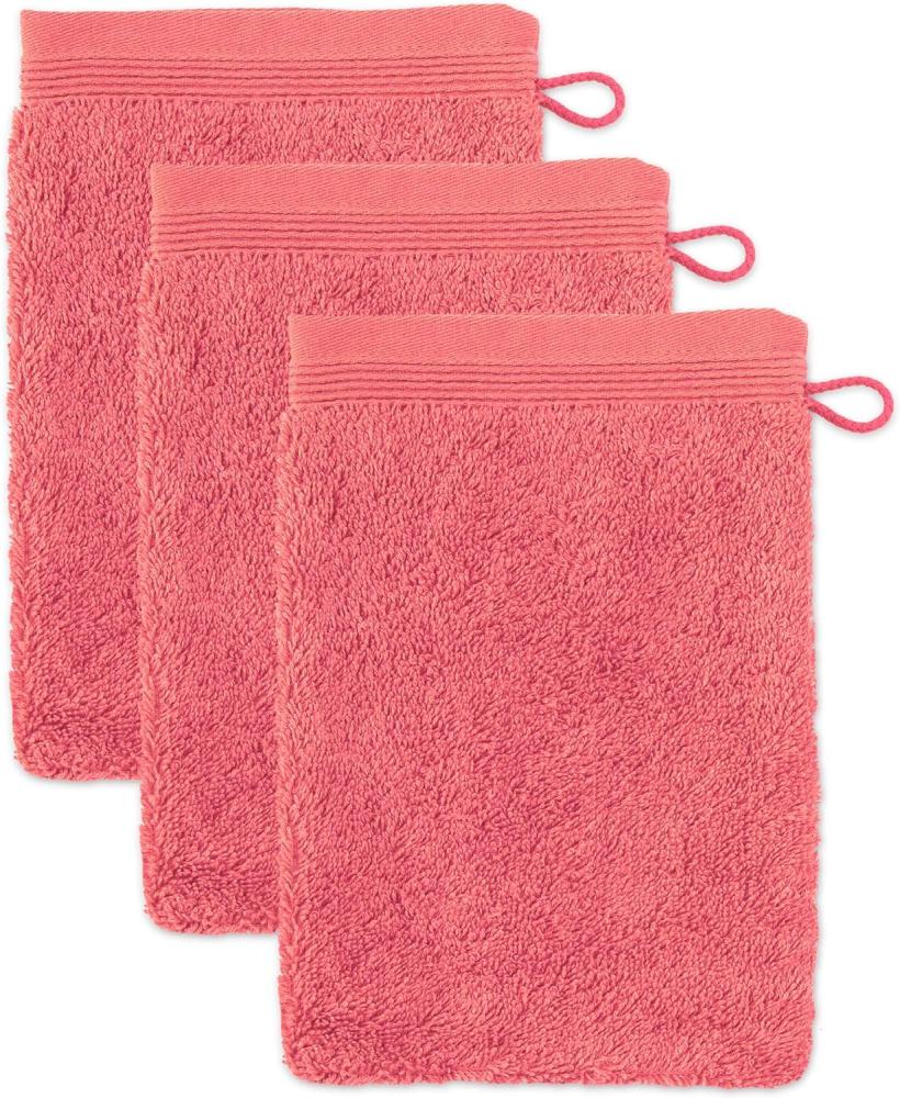 Möve Superwuschel Waschhandschuh 15 x 20 cm aus 100% Baumwolle, Coral 3er Set Bild 1