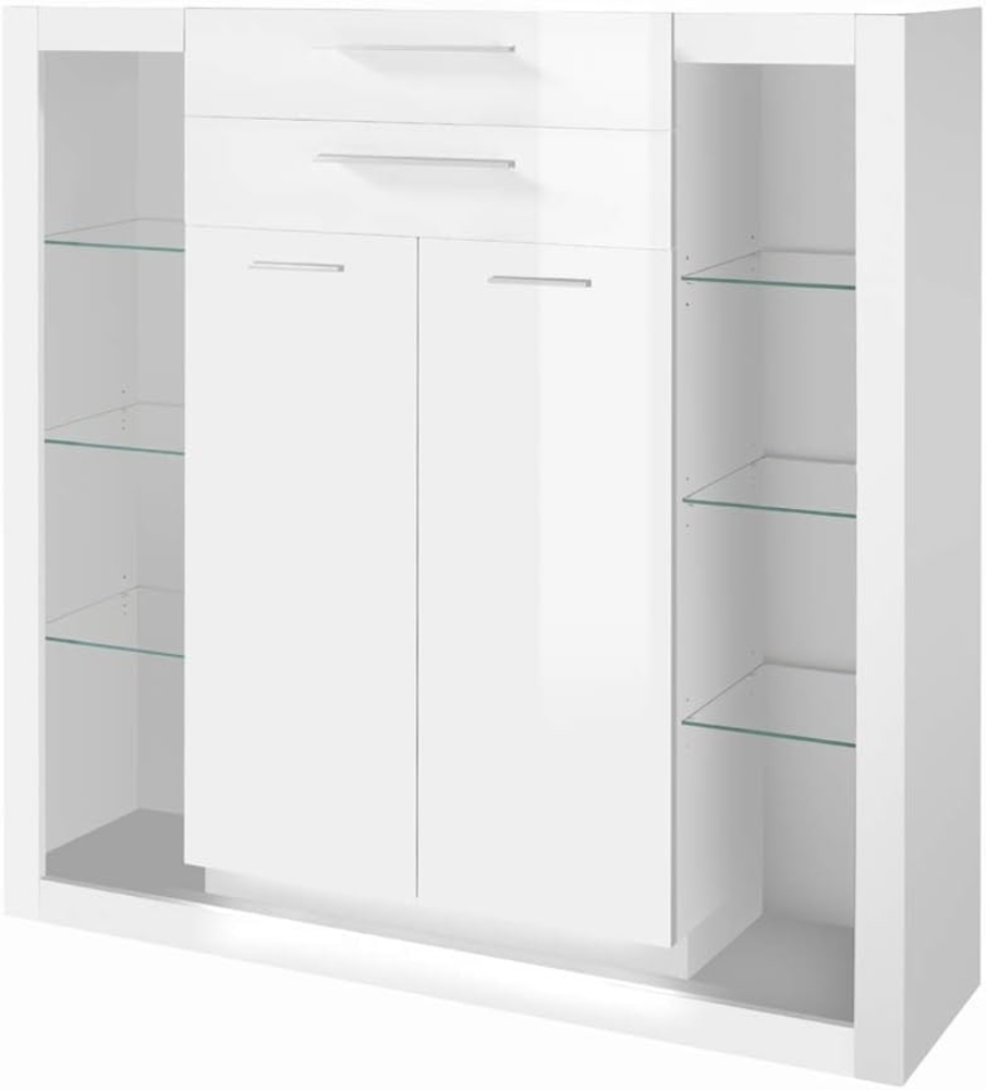 Highboard Mailand-61 in Hochglanz Weiß - B/H/T: ca. 141/139/37 cm Bild 1