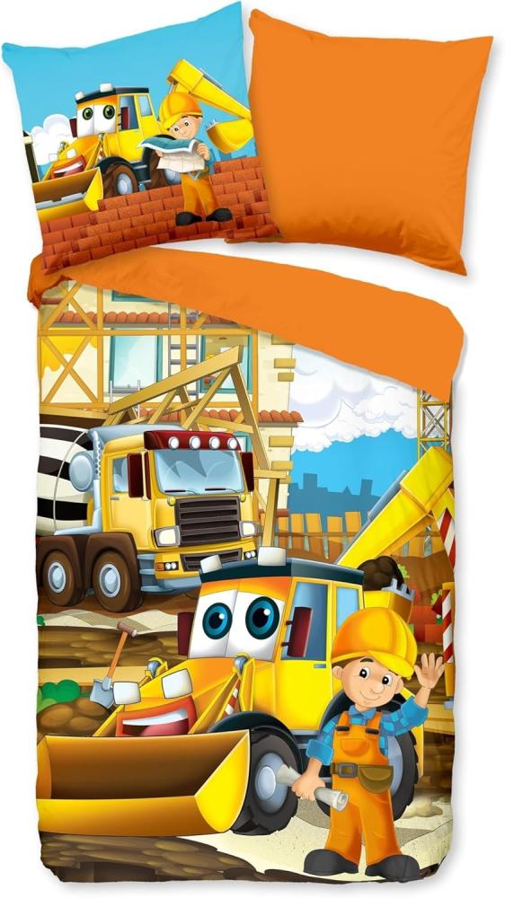 Traumschloss Renforcé Kinder Bettwäsche - Baustelle 135x200 / 80x80 Bild 1