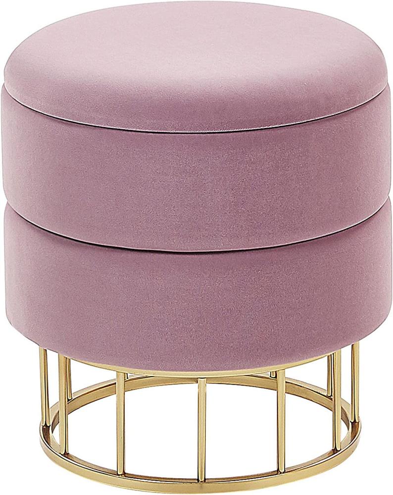 Pouf Samtstoff mit Stauraum rosa ⌀ 37 cm ELGIN Bild 1