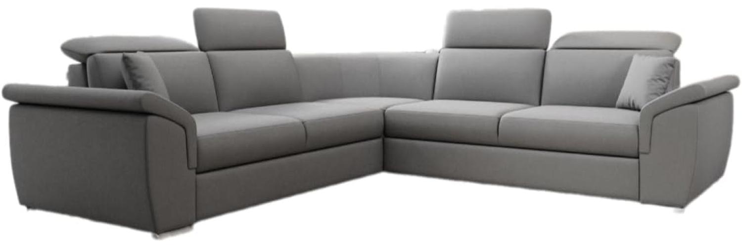 Designer Sofa Fernando mit Schlaffunktion und Stauraum Stoff Grau Bild 1