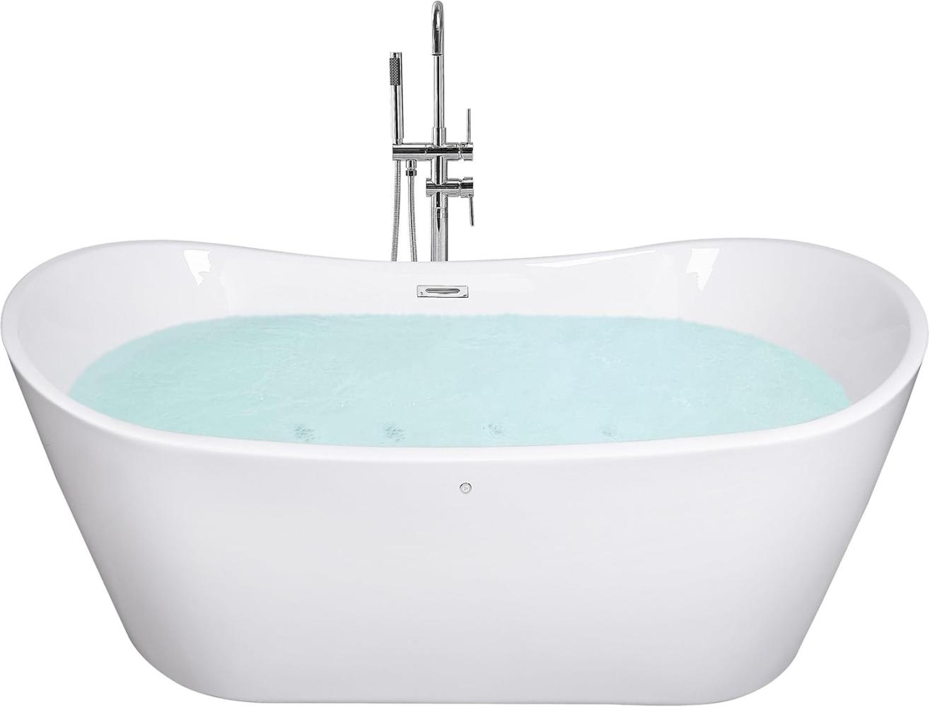 Whirlpool Badewanne freistehend weiß oval mit LED 168x80 cm ANTIGUA Bild 1