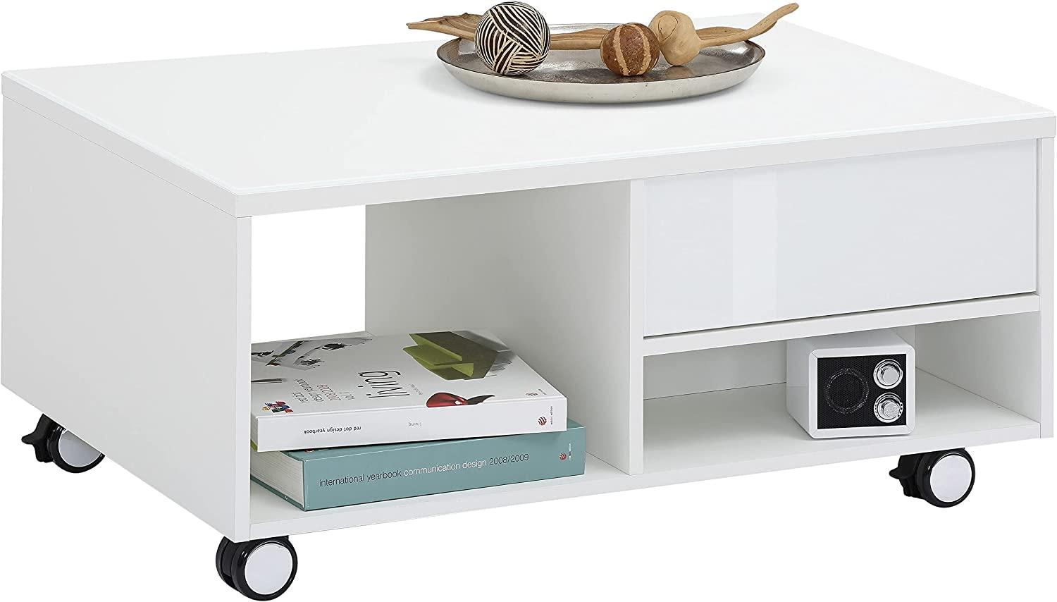 Couchtisch >SHINO SETS< (BxHxT: 90 x 40 x 65 cm) in weiß matt - Weißglas Bild 1