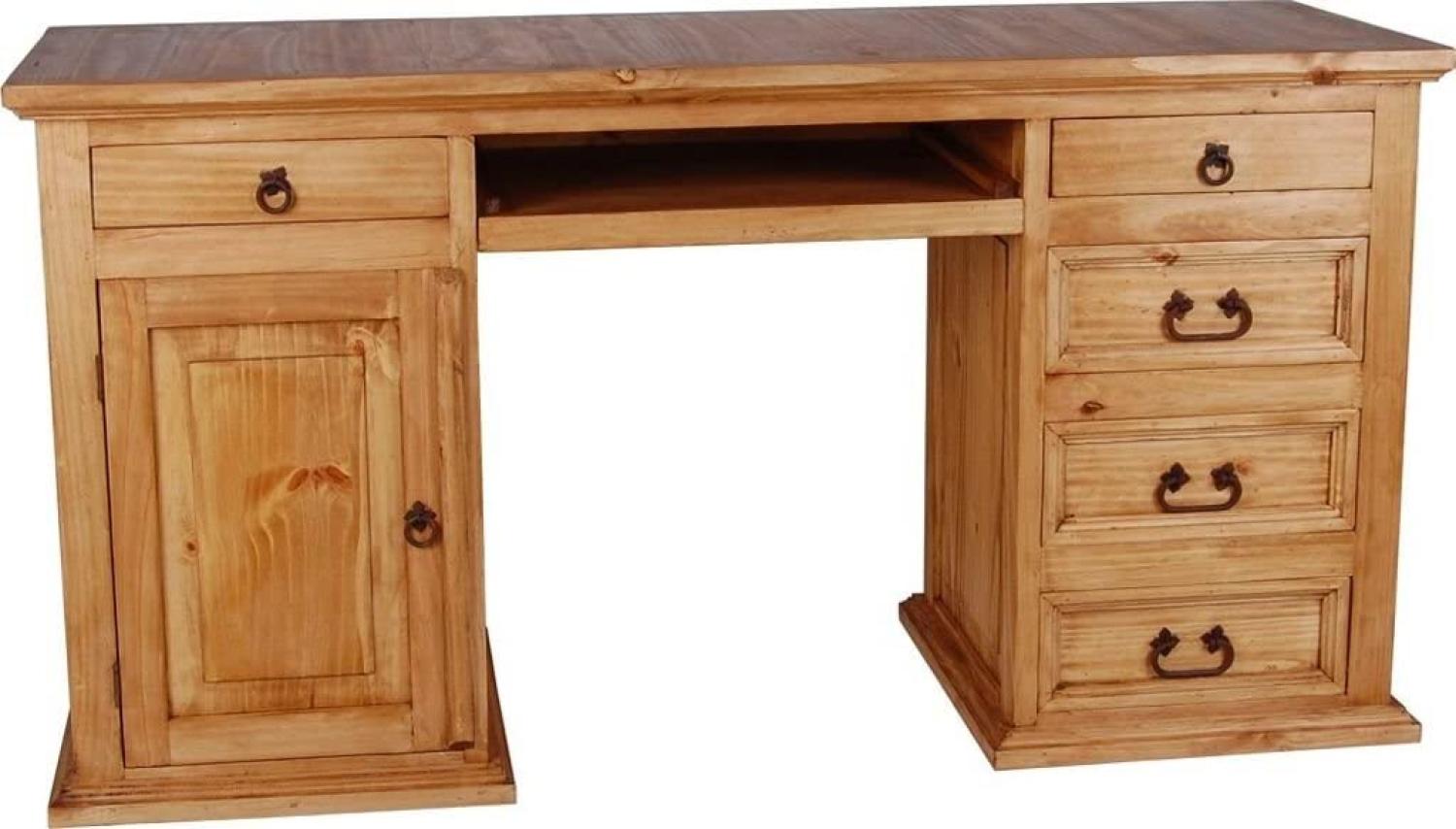 MiaMöbel Mexico Schreibtisch Massivholz Pinie Landhaus Mexiko Möbel Mexikanisch Bild 1