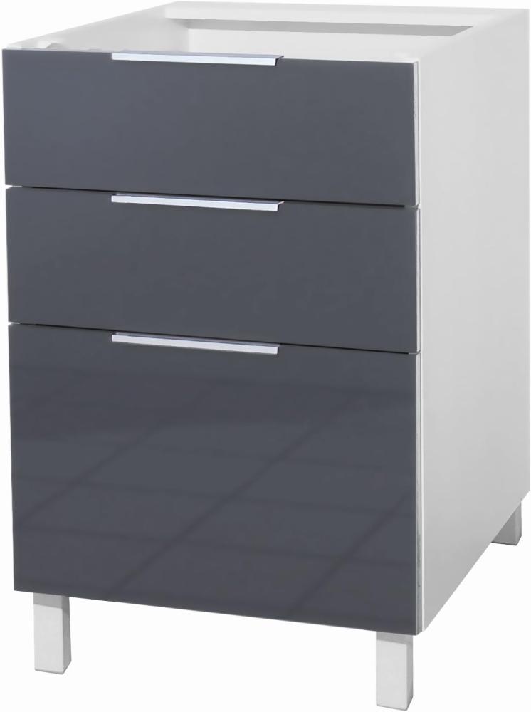 Berlioz Creations Altro – Küchenschrank, mit 3 Schubladen, in Hellgrau, 60x52 cm Bild 1