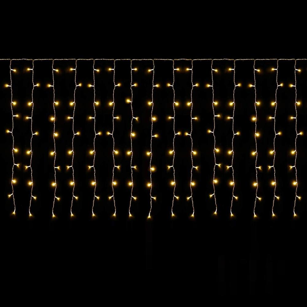 SALCAR 6m x 1m Eisregen LED Lichtervorhang Außen Innen, 300er LED Lichterkette Fenster Weihnachten, Weihnachtsbeleuchtung Hängend mit 9 Modi und Memory-Funktion, Warmweiß Bild 1