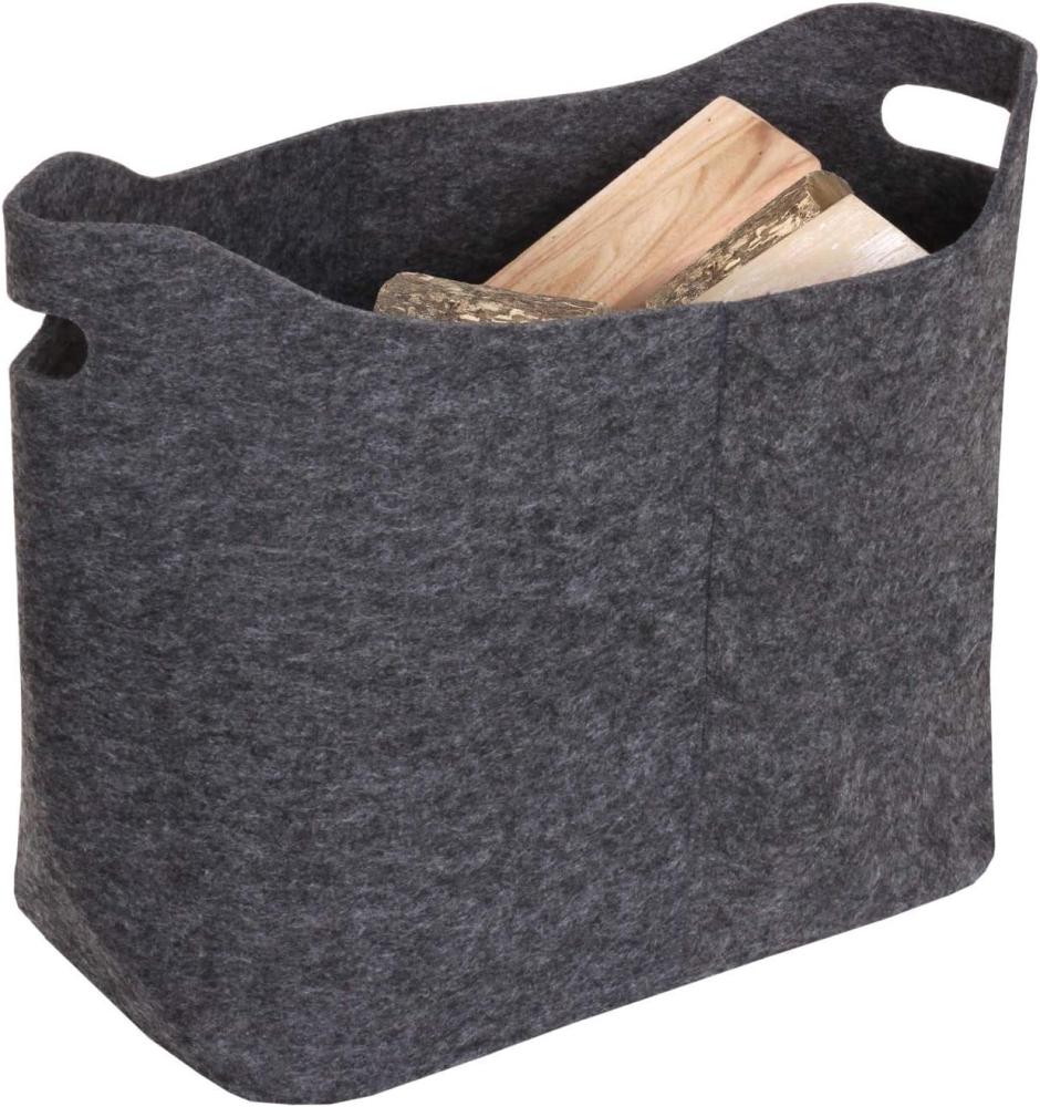 Filzkorb HWC-C35, Holzkorb Korb Filztasche Aufbewahrungskorb Deko Filzbox, 40l ~ dunkelgrau Bild 1