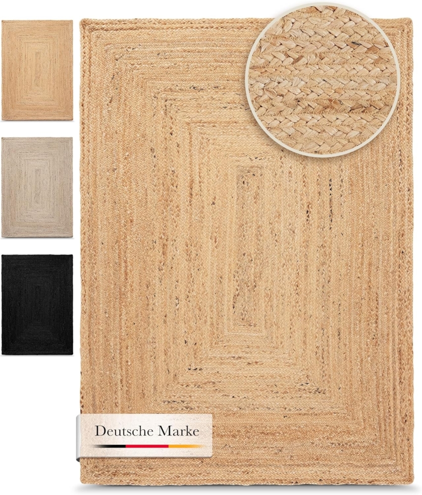 carpetfine Teppich Nele Juteteppich Naturfaser, rechteckig, Höhe: 6 mm, geflochtener Wendeteppich aus 100% Jute, quadratisch und als Läufer Bild 1