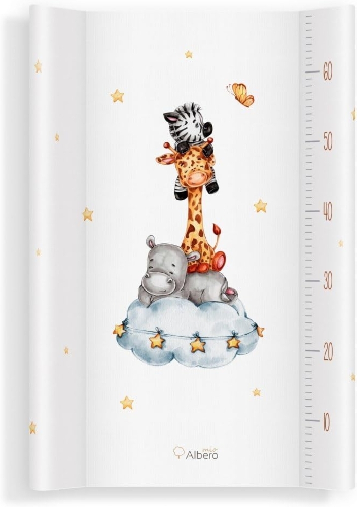 Baby Wickelauflage Wickelmulde Wickelunterlage 50x70 cm abwaschbar Wickeltischauflage Wickelaufsatz für Kinderbett Unisex (Safari Team) Bild 1