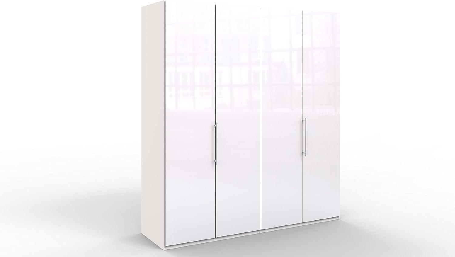 WIEMANN Loft Kleiderschrank, Schlafzimmerschrank, Gleittürenschrank, Drehtürenschrank, Glas, weiß, B/H/T 200 x 236 x 58 cm Bild 1