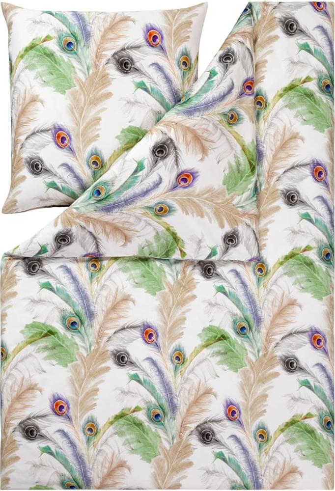 Estella Mako-Satin Bettwäsche Feather multicolor | 200x200 cm + 2x 80x80 cm Bild 1