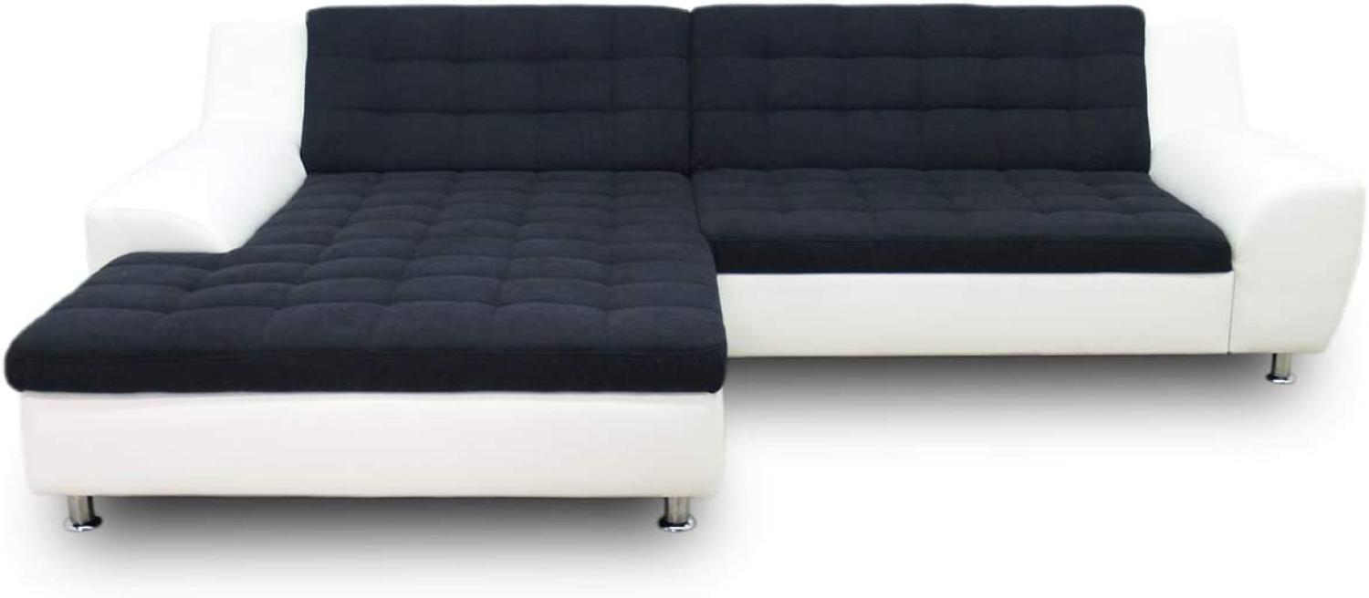 DOMO. collection Morton Ecksofa, Sofa in L-Form, Eckcouch, Polstergarnitur mit Schlaffunktion, 304 x 200 x 84 cm in schwarz/weiß Bild 1