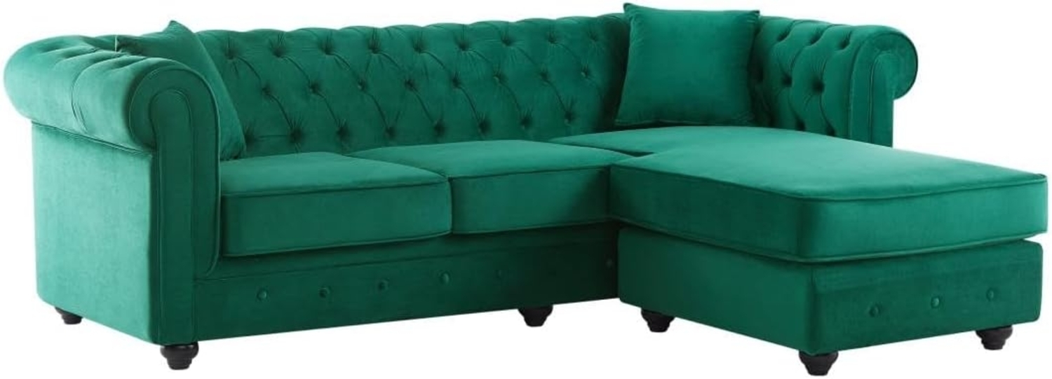 Vente-unique - Chesterfield Ecksofa - Ecke wechselbar - Samt - Grün - TOLEDO Bild 1