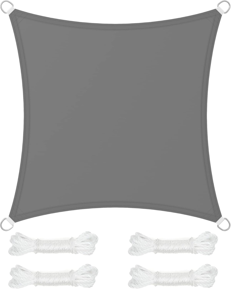 SONGMICS Sonnensegel 3x3 m, wasserfest mit Einer Wassersäule von 665 mm, Sonnenschutz aus reißfestem Polyester, UV-Schutz 93%, Terrasse, Garten, Balkon, quadratisch, 2 m Seile, rauchgrau GSH33GYV1 Bild 1