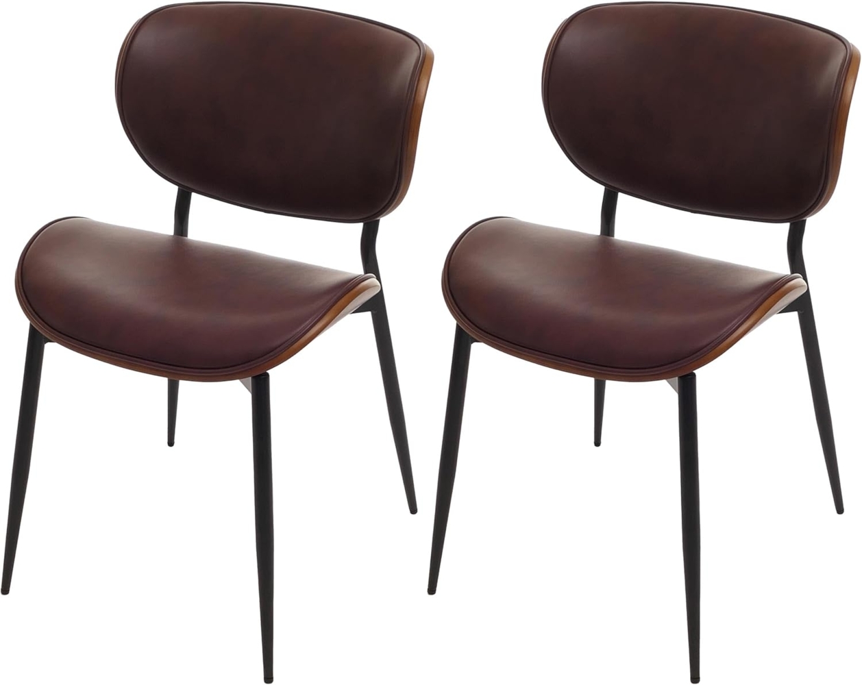 2er-Set Esszimmerstuhl HWC-O45, Stuhl, Bugholz Kunstleder 280g/m² Öko-Tex FSC® ~ Walnuss-Optik, vintage braun Bild 1