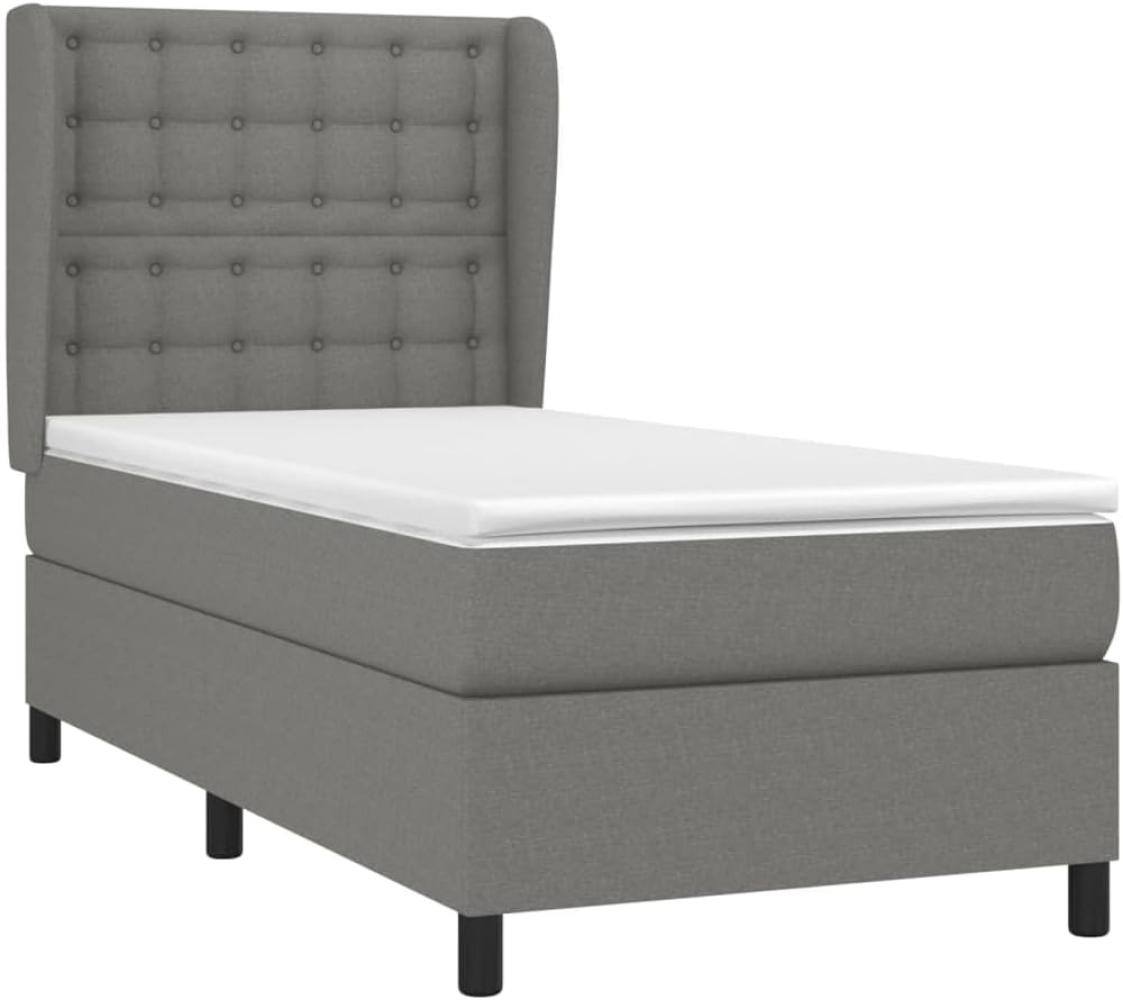 vidaXL Boxspringbett mit Matratze Dunkelgrau 90x190 cm Stoff 3128246 Bild 1