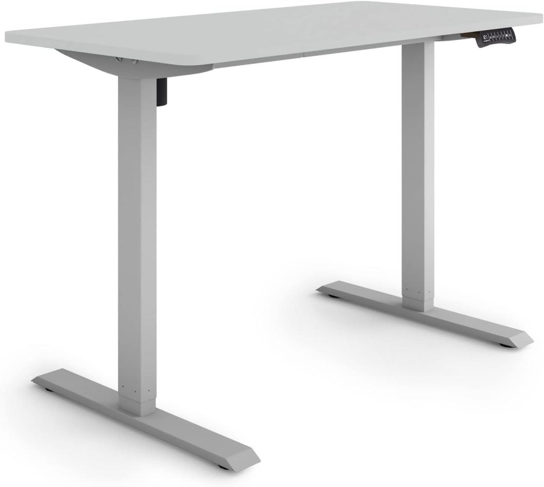 ESMART Germany ETX-121GG 120x60cm Hellgrau Ergonomischer Steh-Sitz-Schreibtisch Stufenlos elektrisch höhenverstellbar 73,5-123,5cm 3X Memory Aktivitätserinnerung Soft-Start/Stopp Schnelle Montage Bild 1