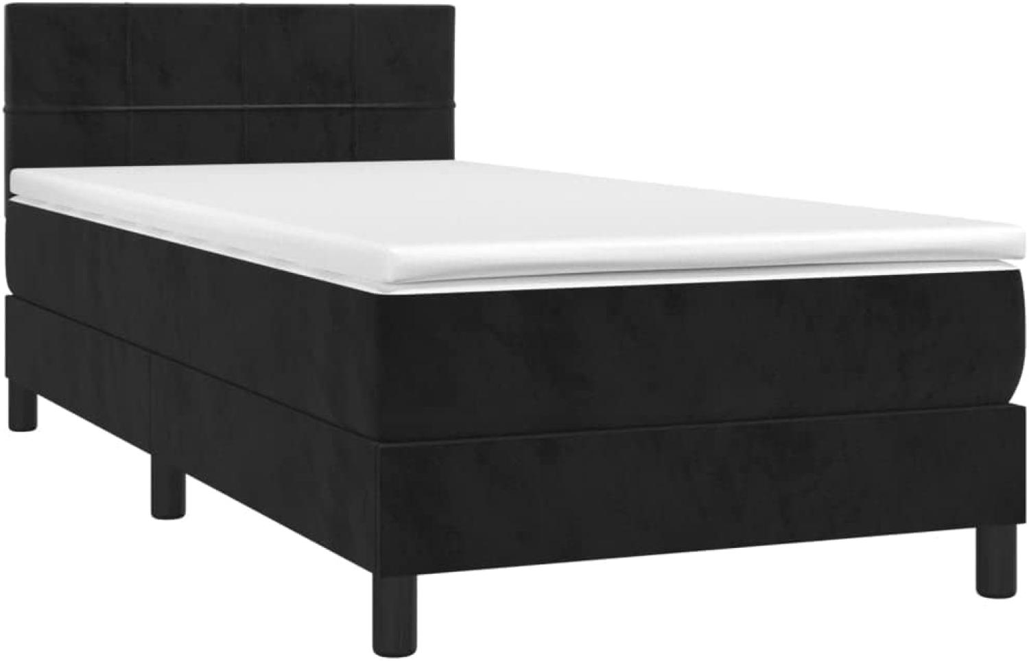 Boxspringbett mit Matratze Schwarz 100x200 cm Samt (Farbe: Schwarz) Bild 1