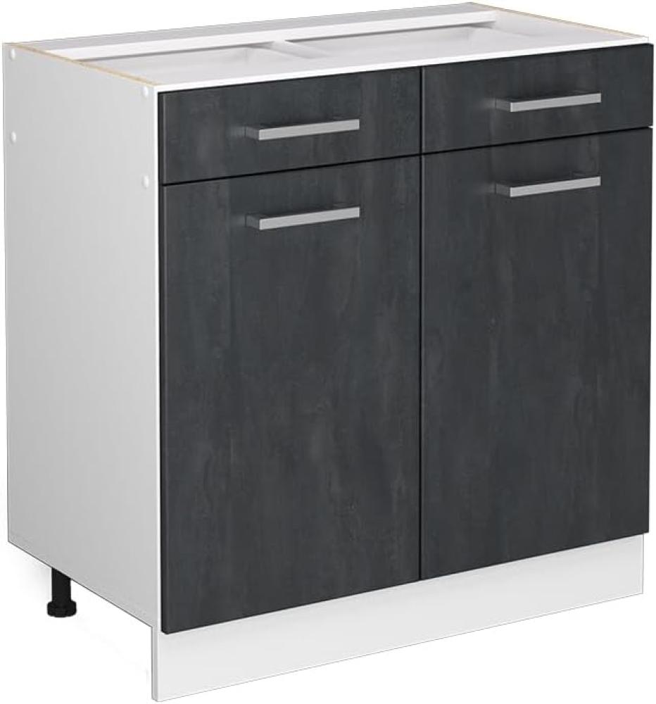 Vicco Küchenunterschrank R-Line, Schwarz Beton/Weiß, 80 cm ohne Arbeitsplatte Bild 1