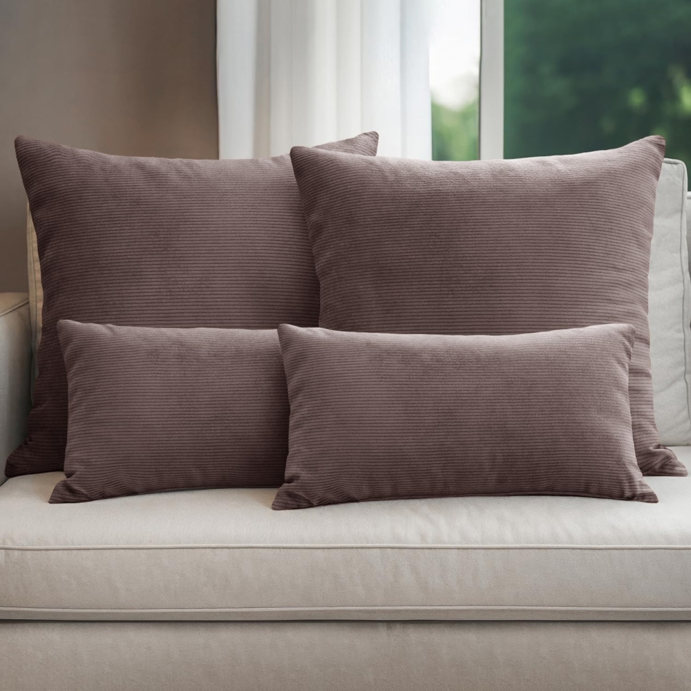 Selfitex Dekokissen 4er Set Cord Kissen inkl. Füllkissen, 2x 50x50 & 2x 30x50, robuster Bezug mit satten Farben, weiches Füllkissen Bild 1