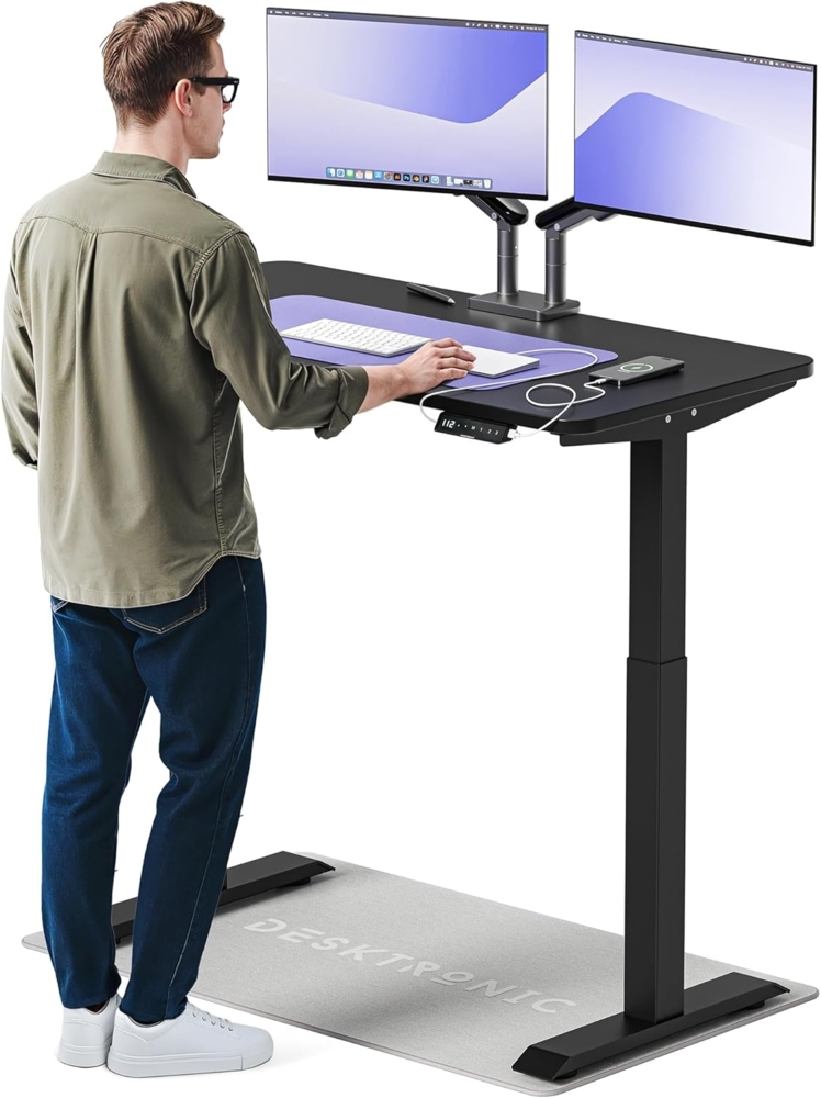 Desktronic Höhenverstellbarer Schreibtisch Elektrisch - Bequem und Schmerzfrei von Zuhause Arbeiten – Schreibtisch Höhenverstellbar Elektrisch (Schwarzes Gestell + 120x60 Schwarze Tischplatte) Bild 1