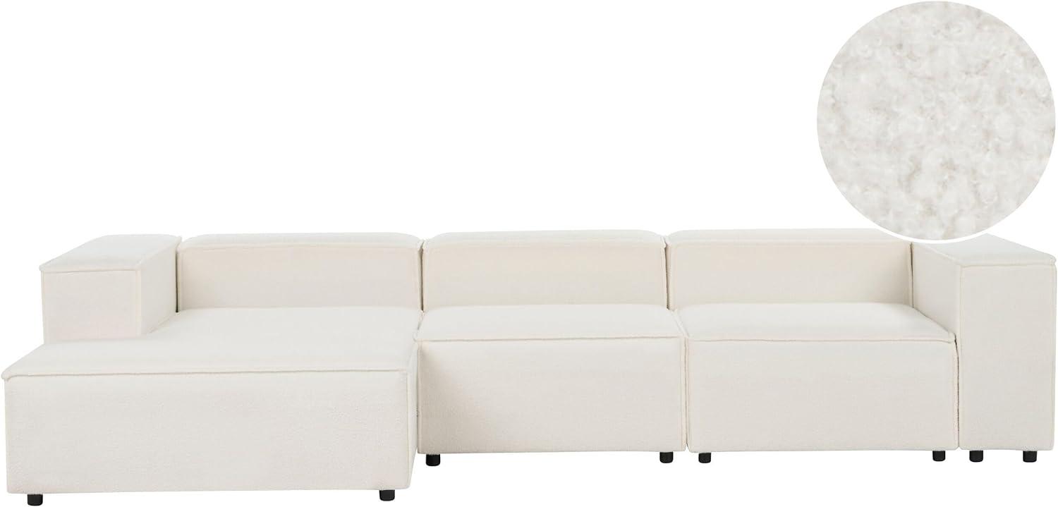 3-Sitzer Ecksofa Bouclé weiß rechtsseitig APRICA Bild 1