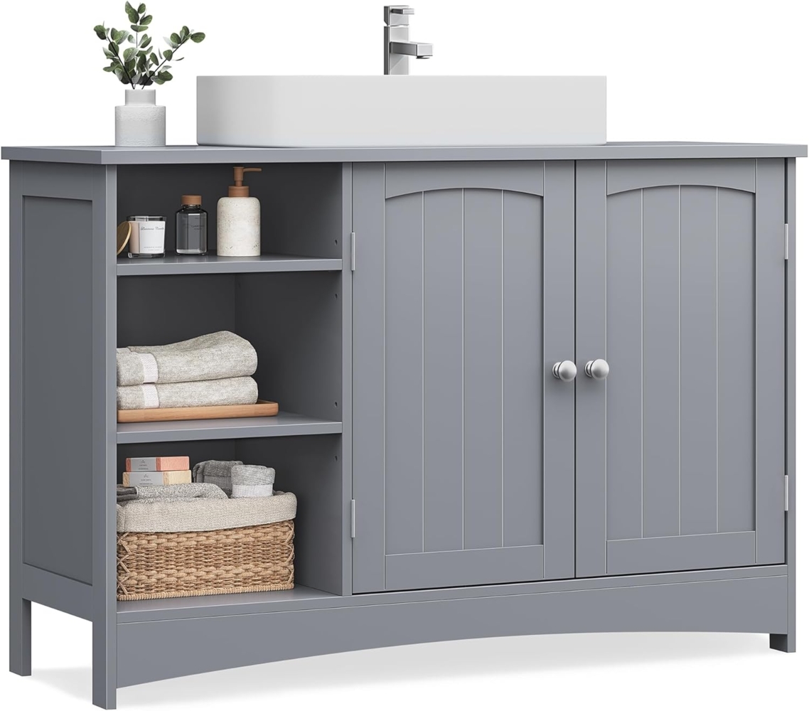 Vasagle Waschbeckenunterschrank höhenverstellbare Ablagen, 90 x 30 x 60 cm, Taubengrau Bild 1