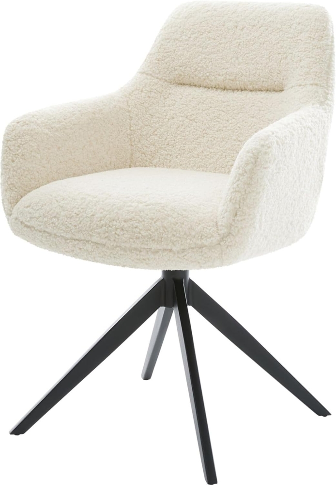 Drehstuhl Pejo-Flex Teddystoff Beige Kreuzgestell breit Schwarz 360° drehbar Wippfunktion Taschenfederkern Bild 1