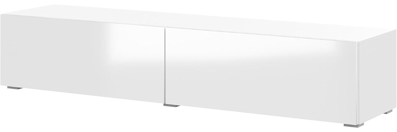 Planetmöbel TV Board 280 cm Weiß, TV Schrank mit 4 Klappen als Stauraum, Lowboard hängend oder stehend, Sideboard Wohnzimmer Bild 1