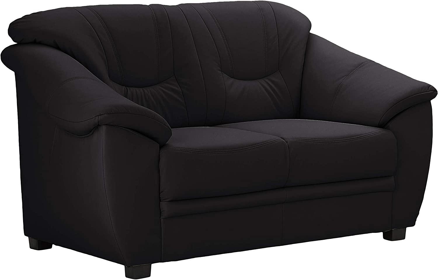 Cavadore 2-Sitzer Savana / 2er Ledersofa mit Federkern im klassischen Design / 148 x 90 x 90 / Echtleder Schwarz Bild 1