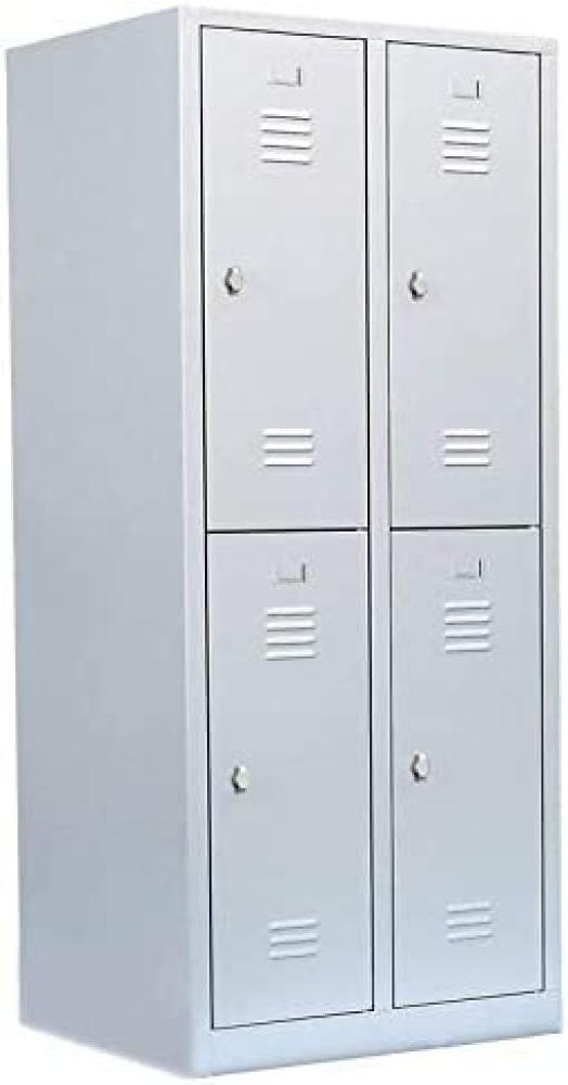 Steelboxx Komfort Spind Garderobenschrank 4 Fächer Schrank Schließfachschrank 180 x 80 x 50cm Lichtgrau 523220 Abteilbreite ca. 400 mm Bild 1