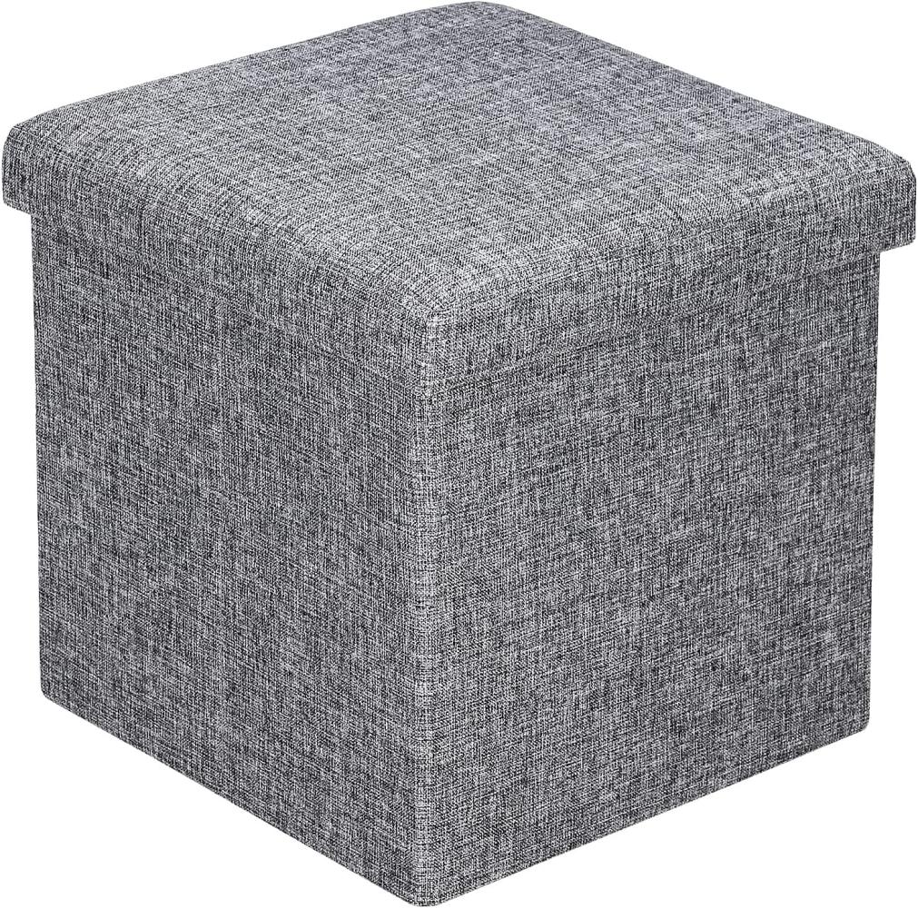 Casaria Sitzhocker, mit Stauraum Grau Faltbar Deckel Stoff Gepolstert 40x40x40cm Klein Bild 1